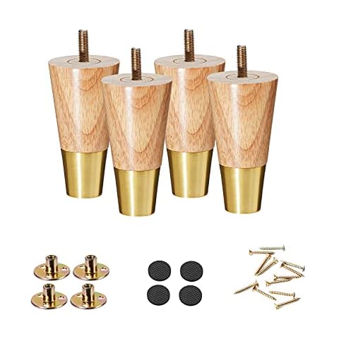Wood Furniture Legs 4 inch Couch Legs,Legs for Furniture Set of 4, Mid Century Desk Legs, Replacement Legs for Couch for Dresser Legs Sideboard Recliner Couch Circle Chair Couch Cover