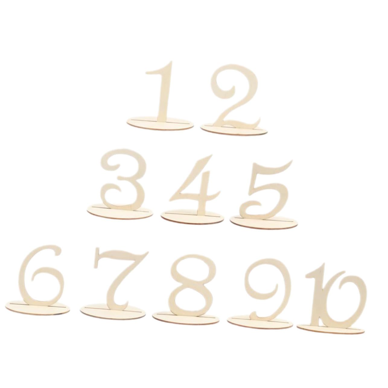 SOLUSTRE 10pcs Wood Number Signs for Wedding Banquet Simple Design Seat Decor Digital Signage Event Centerpiece