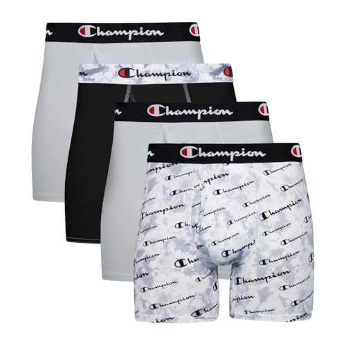 Champion Men's Boxer Briefs, Total Support Pouch Lightweight Stretch, Moisture-Wicking