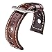 MJMT06 Oil Wax Cowhide Watchbands 22mm 24mm Dark Brown Women Men Fashion Genuine Leather Watch Band Strap Belt with Pin Buckle(Red,22mm)