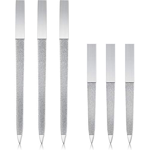 6 Pieces Diamond Nail File Stainless Steel Double Side Nail File Metal File Buffer Fingernails Toenails Manicure Files for Salon and Home (7 Inch and 5 Inch)