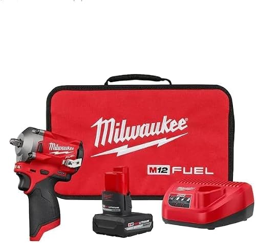 M12 FUEL 12-Volt Lithium-Ion Brushless Cordless Stubby 3/8 in. Impact Wrench Kit with (1) High Output 5.0 Ah Battery