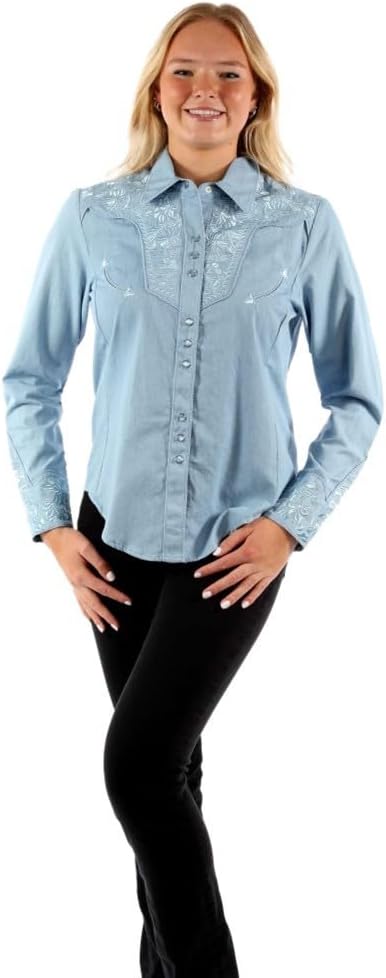 Scully Multi Colored Embroidered Yoke and Sleeve Western Shirt PL654C DEN ***