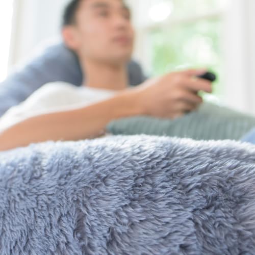 Image of Big Large Teardrop Foam Filled Bean Bag Chair with Removable Cover, Gray Short Shag, 4 feet Big | Premium Shredded Foam Filled, Short Shag, Adult-Sized Comfortable Seating, Supports Up to 300 lbs, Perfect for Reading Nook