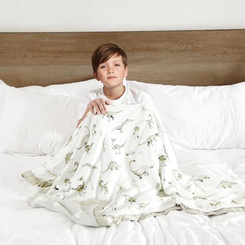 Image of GRSSDER Cotton Muslin Quilt Blanket - Silky Soft and Breathable Kids' Throw Blanket, Oversized Muslin Blankets for Newborns, Toddlers & Kids, 6 Layers Reversible Design for All Seasons, 55 inch x 69 inch
