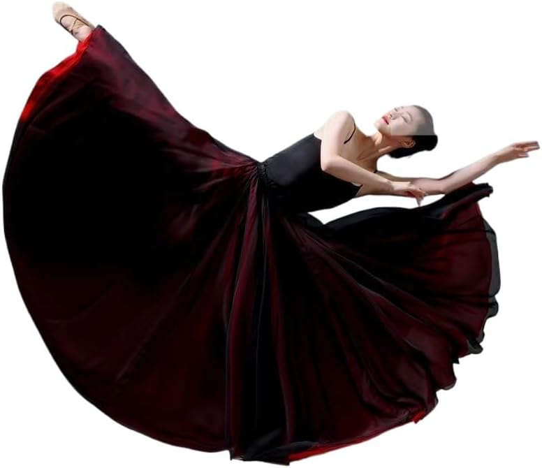 HEARTTOUCH Women's Fairy Lyrical Dance Skirt Double Side Modern Ballet Swing Skirts Dance Dress for Performance Photography