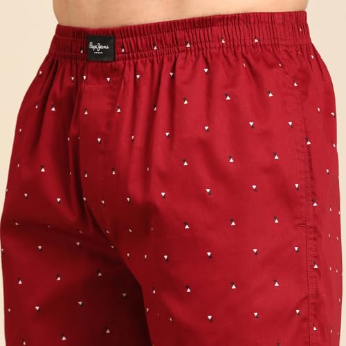 Image of Pepe Jeans Men's Printed 100% Cotton Regular Fit Boxer Shorts | Stylish AOP Print Comfortable Boxer for Daily Innerwear | Soft Breathable Cotton Fabric | Elastic Waistband | Everyday Comfort Wear
