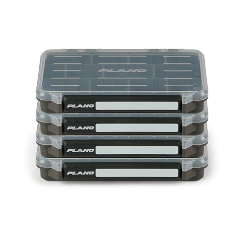 Image of Plano StowAway 3600 Stow Tackle Box with Corrosion-Preventive Rustricor, 4-Pack, Single Latch Design, Transparent DuraView Lid, Stackable Storage for Fishing Bait, Lures and Gear