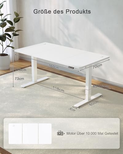 JUMMICO Höhenverstellbarer Schreibtisch mit USB