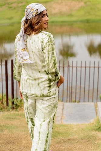 Image of MIRCHI FASHION Pure Cotton Cord Set | Shibori Printed Short Kurti with Palazzo Pant | Ethnic Co-ord Set for Women | Summer Office Wear
