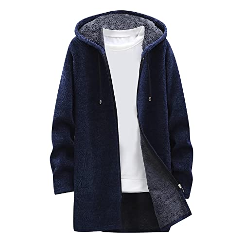 Ymosrh Mens Coats and Jackets Big Tall Men's Fashion Loose Cardigan Warm Lapel Hooded Jacket Sweater Coats Jackets