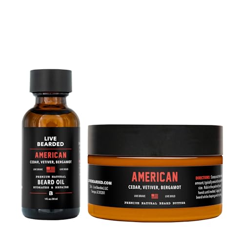 Live Bearded Beard Oil & Butter Grooming Kit American Scent