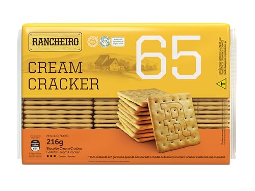 Biscoito Cream Cracker 65 Rancheiro 216g – Crocante, 65% Menos Gordura e Vegano