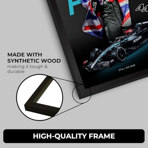 Image of Lewis Hamilton Poster Mercedes F1 Poster | Framed AMG F1 Car A4 Sized (31 x 23 cm) | Lewis Hamilton Posters | Mercedes Car Frame for Wall, Gift for Boys, Formula 1 Frames | Formula 1 Frame (F 027)