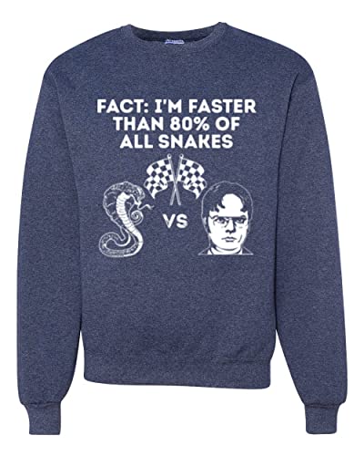 Wild Bobby Faster Than 80% of All Snakes Dwight Pop Culture Unisex Crewneck Graphic Sweatshirt, Vintage Heather Navy, X-Large