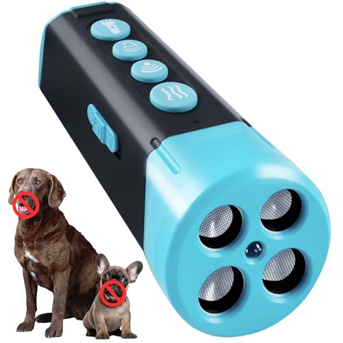 Upgraded Ultrasonic Dog Bark Deterrent, 4+1 Head with Sound Alarm Manual Frequency Adjustable No Shock Humane Training Device for Small/Medium/Large Dogs