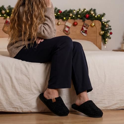 Image of Micolin Slippers For Women Men Fuzzy Winter Warm With Memory Foam House Comfort Fluffy Lining Anti-Skid Cute Indoor Outdoor Shoes