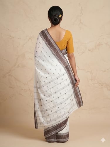 Image of eC ESHA'S COLLECTION Women's Traditional Pure Cotton Katki Tant Saree Without Blouse Piece
