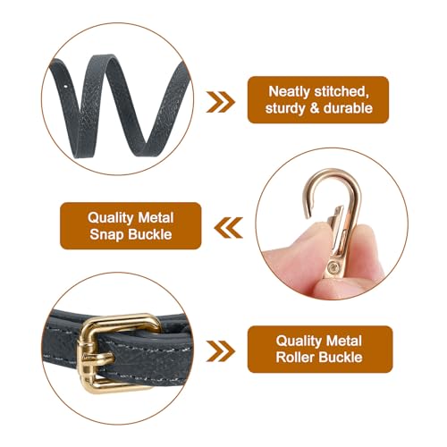 Image of uxcell Leather Bag Strap Replacement Adjustable Crossbody Bag Straps Conversion for Shoulder Bag Handbag Purse, Gray, Gold Buckle