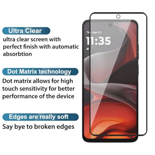 Image of POPIO Tempered Glass Screen Protector Compatible for Motorola Moto G15 / G15 Power / G05 / E15 (Black) with Edge to Edge Coverage and Easy Installation kit