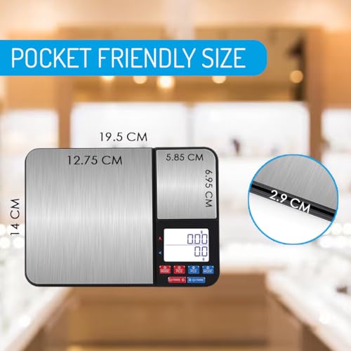 Image of Atom XS Dual Platform Digital Kitchen Scale With A Capacity Of 5Kg X 0.1 G & 500G X 0.01G High Precision Scale With Stainless Steel Platform | A 550 Kitchen Scale.