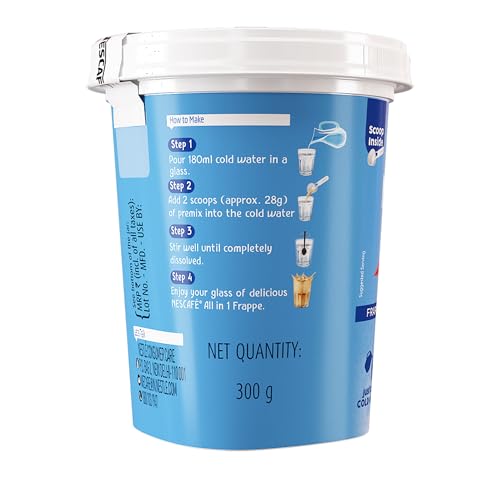 Image of NESCAFE All in 1 Frappe | Instant Cold Coffee Premix - Just Add Cold Water | 300g Jar, Powder