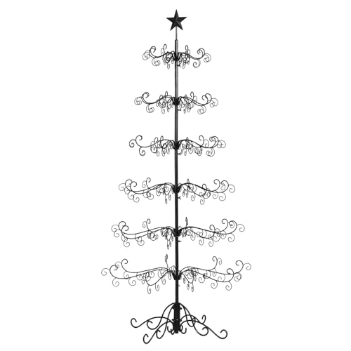 Karl home Metal Ornament Display Tree Stand, 6ft Wrought Iron Christmas Tree for Halloween Christmas Balls Bauble Decorations Gift Craft(Black)