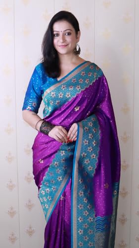 Image of SGF11 Women's Kanjivaram Pure Handloom Soft Silk Saree With Blouse Piece