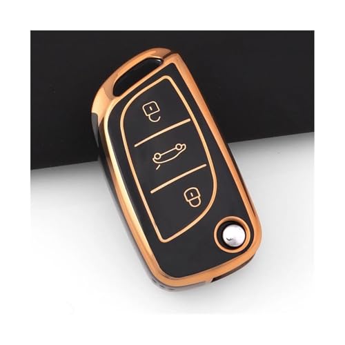Étui de clé voiture TPU Peugeot 407 807 et DS3 DS5 coloris or noir