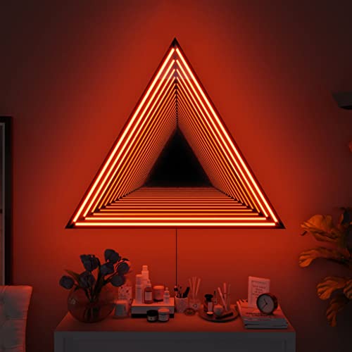 Casa Di Lumo Infinity Triangle Mirror - Led Infinity Mirror Wall Lamp, Geometric Rgb Colour Changing Wall Decor, 3D Tunnel Magical Lighting, Holographic Portal (Large (27.6" / 70Cm)) #TOP4