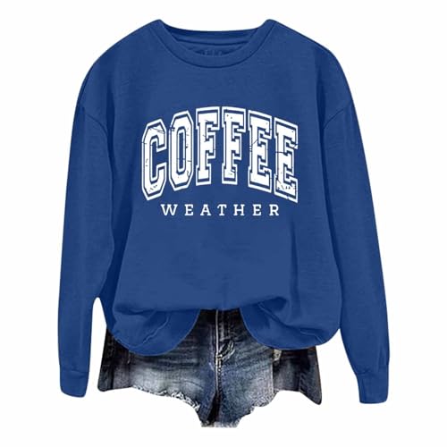 Sweatshirt femme col rond et manches longues pull ample bleu