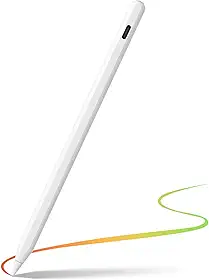 Caneta Pencil Para Apple iPad Sensível à Inclinação, Rejeição de Palma da mão e Display de Bateria acompanha, for iPad 10/9/8/7/6th Gen, Air 11"-13"/M2/5/4/3rd, Pro 11"/12.9"/13"/M4, Mini 6/5th