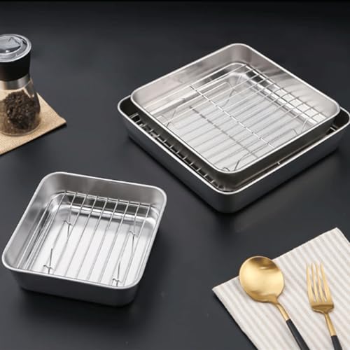Plateau de cuisson en acier inoxydable avec grille égouttoir pour biscuits et pain - 4