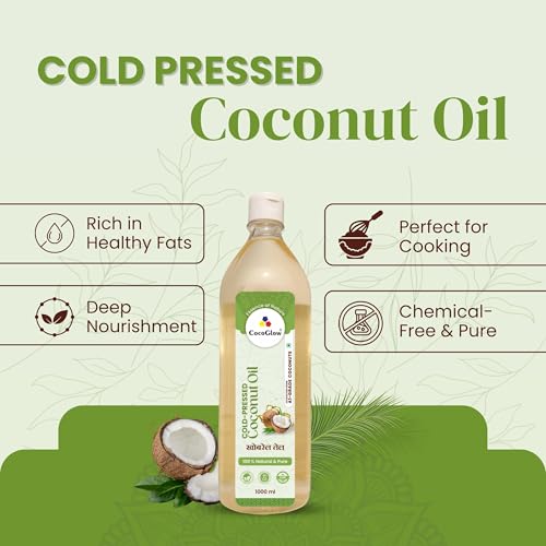 Image of CocoGlow Cold Pressed Coconut Oil Natural & Organic (1000mlx2)