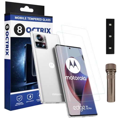 Image of Curved UV Tempered Glass Screen Protector for Moto Edge 30 Ultra | Transparent | Pack of 2 | Full Screen Coverage with UV Installation Kit