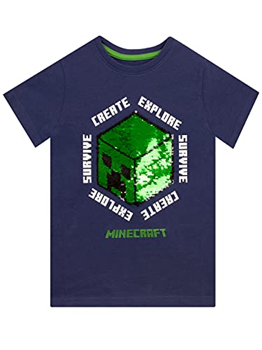 Minecraft Camiseta para Niños Creeper Azul 10-11 Años