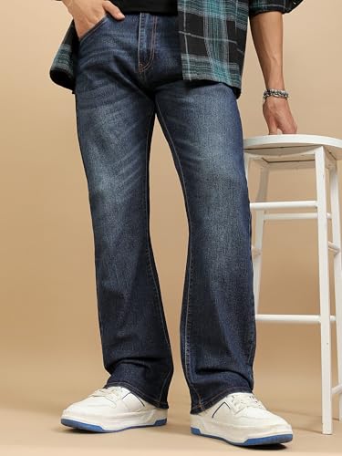 Image of Highlander Men's Loose Baggy Fit Jeans | Mid Rise | Cotton |Relaxed & Trendy | Oversized Silhouette for Comfort| Jeans for Man