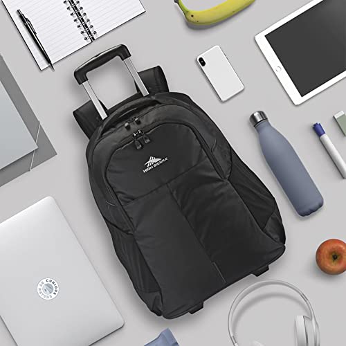 High Sierra Powerglide Pro Wheeled Backpack With 360 Degree Reflectivity, Telescoping Handle, Dual Side Pockets, And Laptop Sleeve, Black #TOP6