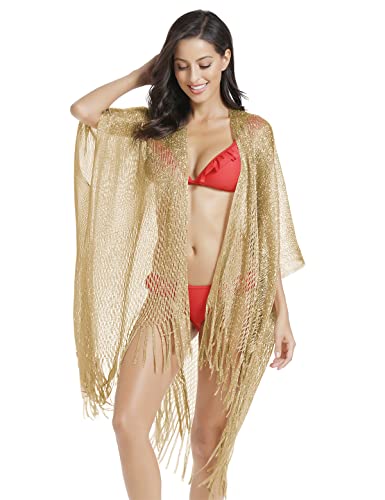 Metallic Sparkling Kimono Swimsuit Cover Ups/Beach Bikini Cover Up for Summer Vacation3