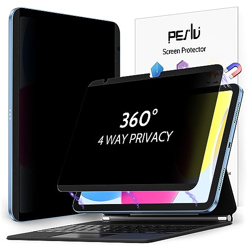 Image of Peslv 4 Way Magnetic Privacy Screen Protector for iPad 10th Gen 2022 10.9 inch & iPad 11th Gen A16 2025 11 inch, Removable 360 Spy Private Filter, Anti Blue Light Glare Bubble-Free Black Security Protector