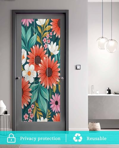 Película decorativa para ventana con flores tropicales 17.7x39.3 pulgadas miniatura 5