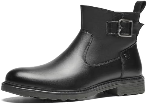 Fortis Tread Men's Chelsea Boots, Zipper & Buckle, Commute and Casual Wear