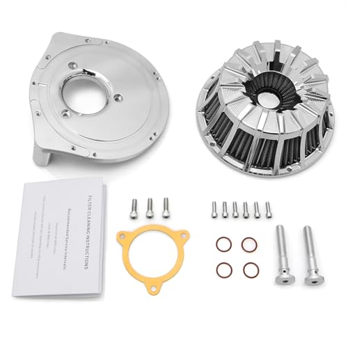 Image of For harley air cleaner filter Touring street glide road king electra tri trike Dyna Sportster XL 883 1200 Softail air intake (Speed 15 style - Chrome, C-For Touring 08-16, Softail 16-17)