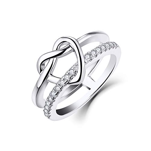 JO WISDOM Bague Coeur Infini Argent 925/1000 Femme avec AAA Zirconium,Bijoux pour Femmes
