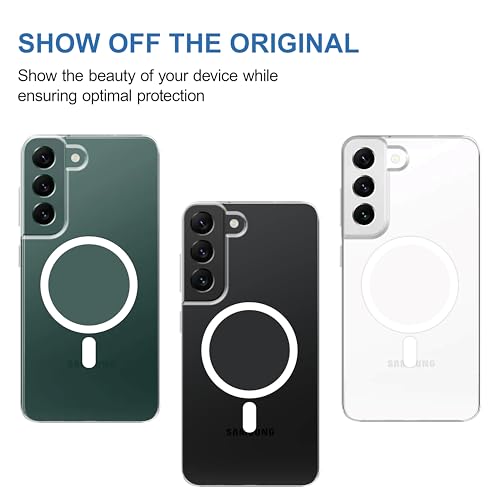 Image of CEDO Cover for Samsung Galaxy S22 +Plus (5G) | Compatible with MagSafe Wireless Charging | Designed with Magnetic Lock Shockproof Phone Bumper Transparent Back Case Cover (Transparent)
