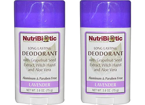 NutriBiotic Lavender Deodorant (Pack of 2) with Witch Hazel Extract, Grapefruit Seed Extract and Aloe Vera Gel, Vegan, Aluminum and Paraben free, 2.6 oz.