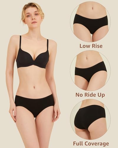 POPKOK Womens Underwear Soft Cotton Hipster Panties Mid Rise Briefs 6 Pack Regular and Plus Size2