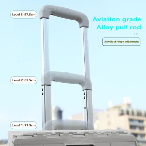 Tragbarer Einkaufstrolley mit Rädern - Allzweckwagen mit verstellbarem Teleskopgriff aus Aluminium - Leichter Kofferraumwagen für einfachen Transport - Schwarz – Bild 5