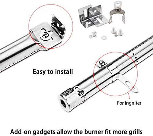 Denmay Universal Stainless Steel Adjustable Grill Burners & Heat Plates Flame Distributor Replacement Parts for Landanm, Brinkmann 3 Burner and Other Most Grill Models, 3Pack