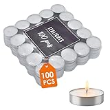 Teelicht klassisch unparfümiert in Aluhülle 38 mm 4h Brenndauer - 100 Stück - Tischkerze weiß ohne Duft in silberner Hülle - Kerze für Hochzeit Geburtstag Weihnachten Deko Stövchen Windlicht